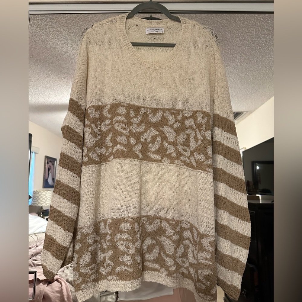 Cozy Cream and Tan Sweater